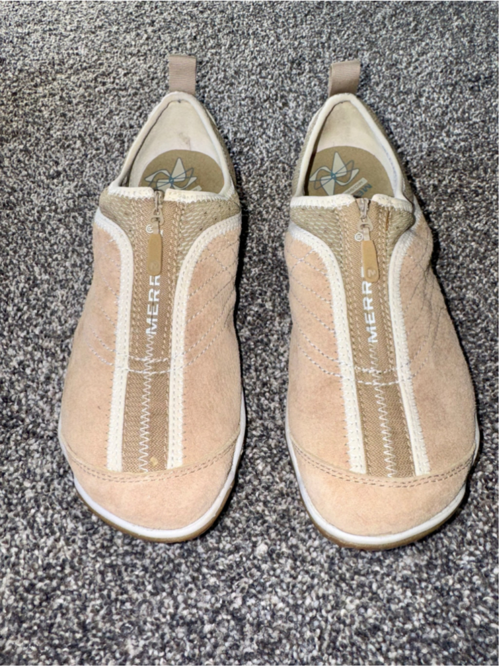 Women's Merrell Lorelei Leather Zip Sneakers in Beige/Tan Size 9
